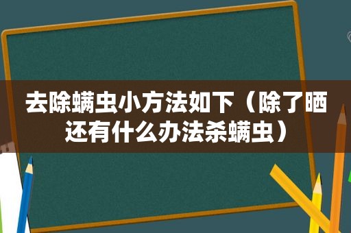 去除螨虫小方法如下（除了晒还有什么办法杀螨虫）