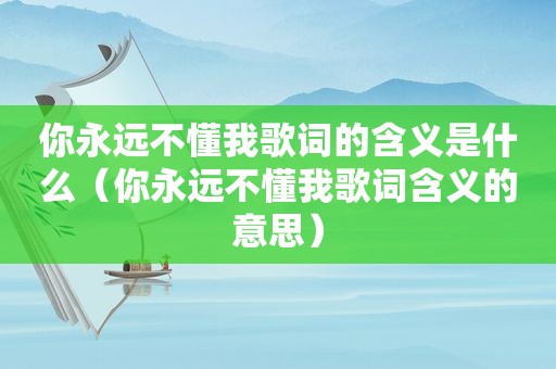 你永远不懂我歌词的含义是什么（你永远不懂我歌词含义的意思）