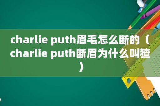 charlie puth眉毛怎么断的（charlie puth断眉为什么叫猹）