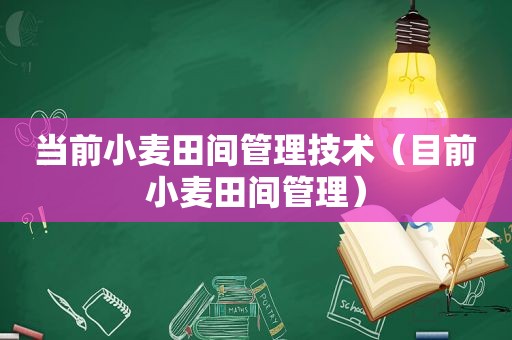 当前小麦田间管理技术（目前小麦田间管理）