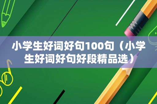 小学生好词好句100句（小学生好词好句好段精品选）