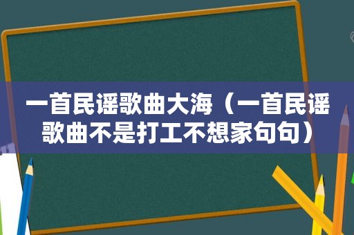 一首民谣歌曲大海（一首民谣歌曲不是打工不想家句句）