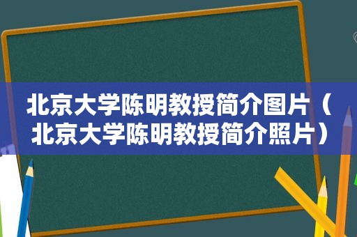 北京大学陈明教授简介图片（北京大学陈明教授简介照片）