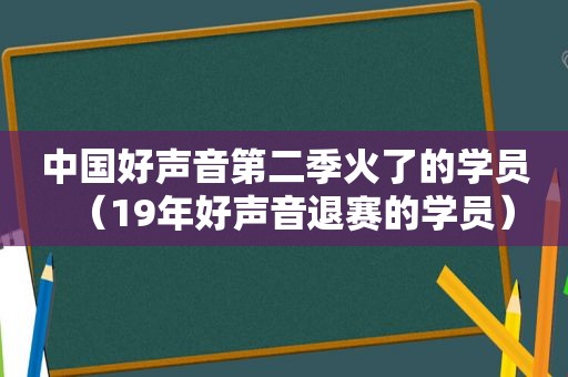 中国好声音第二季火了的学员（19年好声音退赛的学员）