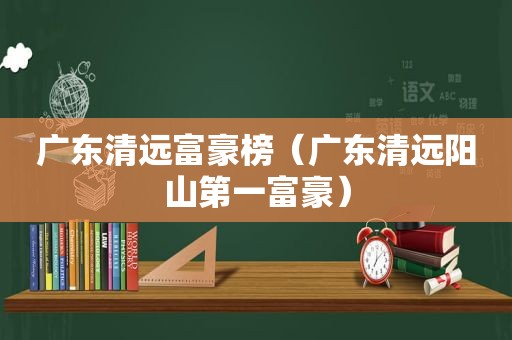 广东清远富豪榜（广东清远阳山第一富豪）