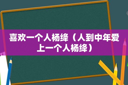 喜欢一个人杨绛（人到中年爱上一个人杨绛）