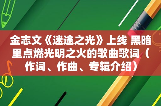 金志文《迷途之光》上线 黑暗里点燃光明之火的歌曲歌词（作词、作曲、专辑介绍）