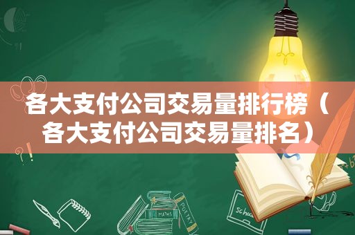 各大支付公司交易量排行榜（各大支付公司交易量排名）