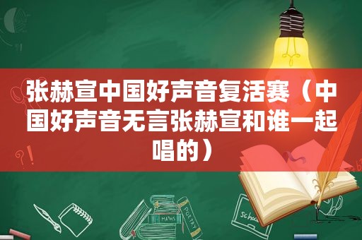 张赫宣中国好声音复活赛（中国好声音无言张赫宣和谁一起唱的）