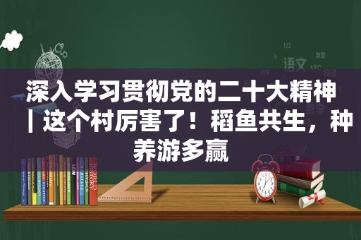 深入学习贯彻党的二十大精神｜这个村厉害了！稻鱼共生，种养游多赢