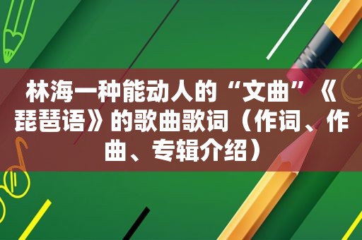 林海一种能动人的“文曲”《琵琶语》的歌曲歌词（作词、作曲、专辑介绍）