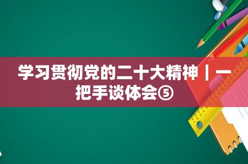 学习贯彻党的二十大精神｜一把手谈体会⑤