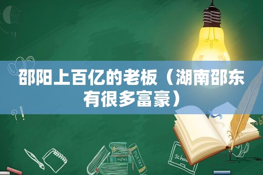 邵阳上百亿的老板（湖南邵东有很多富豪）