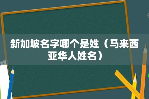 新加坡名字哪个是姓（马来西亚华人姓名）