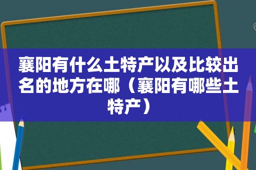 襄阳有什么土特产以及比较出名的地方在哪（襄阳有哪些土特产）