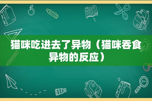 猫咪吃进去了异物（猫咪吞食异物的反应）