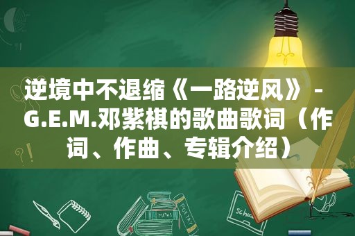 逆境中不退缩《一路逆风》 - G.E.M.邓紫棋的歌曲歌词（作词、作曲、专辑介绍）