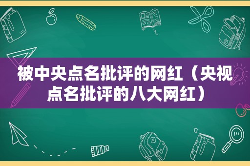 被中央点名批评的网红（央视点名批评的八大网红）