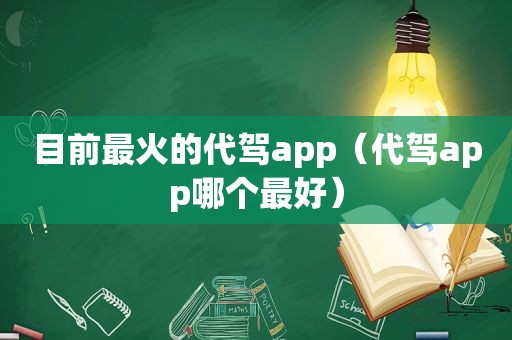 目前最火的代驾app（代驾app哪个最好）