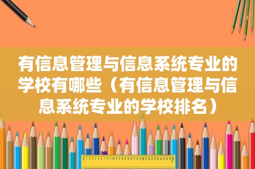 有信息管理与信息系统专业的学校有哪些（有信息管理与信息系统专业的学校排名）