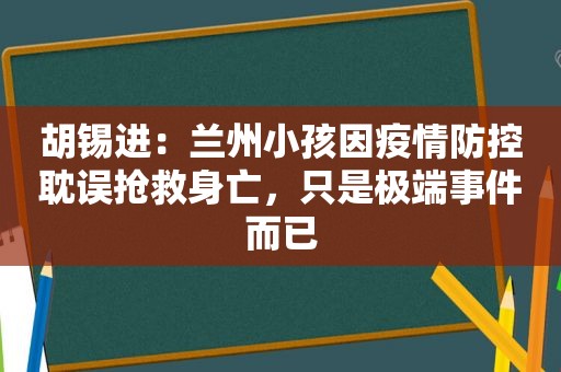 胡锡进： *** 小孩因疫情防控耽误抢救身亡，只是极端事件而已