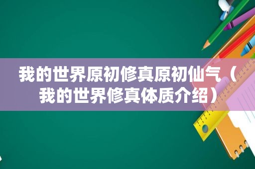 我的世界原初修真原初仙气（我的世界修真体质介绍）