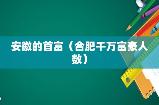 安徽的首富（合肥千万富豪人数）