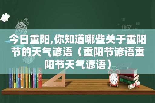 今日重阳,你知道哪些关于重阳节的天气谚语（重阳节谚语重阳节天气谚语）