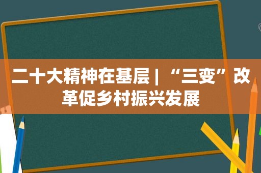 二十大精神在基层 | “三变”改革促乡村振兴发展