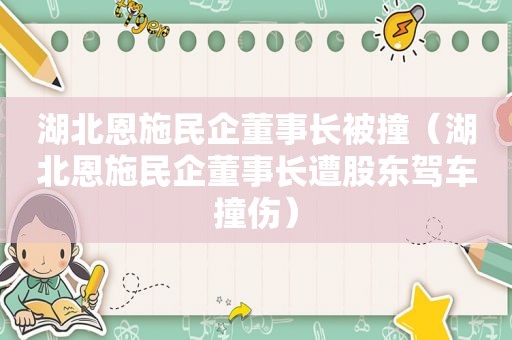 湖北恩施民企董事长被撞（湖北恩施民企董事长遭股东驾车撞伤）