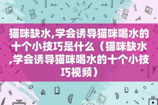 猫咪缺水,学会诱导猫咪喝水的十个小技巧是什么（猫咪缺水,学会诱导猫咪喝水的十个小技巧视频）