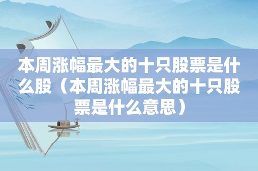 本周涨幅最大的十只股票是什么股（本周涨幅最大的十只股票是什么意思）