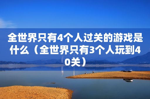 全世界只有4个人过关的游戏是什么（全世界只有3个人玩到40关）