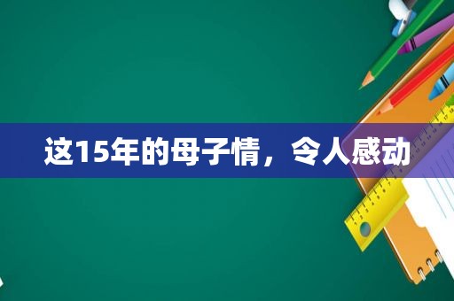 这15年的母子情，令人感动