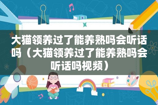 大猫领养过了能养熟吗会听话吗（大猫领养过了能养熟吗会听话吗视频）