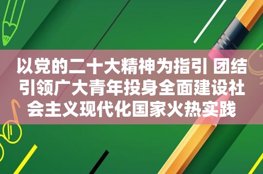 以党的二十大精神为指引 团结引领广大青年投身全面建设社会主义现代化国家火热实践