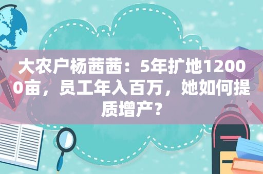 大农户杨茜茜：5年扩地12000亩，员工年入百万，她如何提质增产？