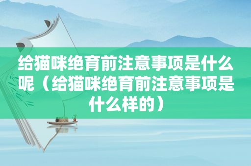 给猫咪绝育前注意事项是什么呢（给猫咪绝育前注意事项是什么样的）