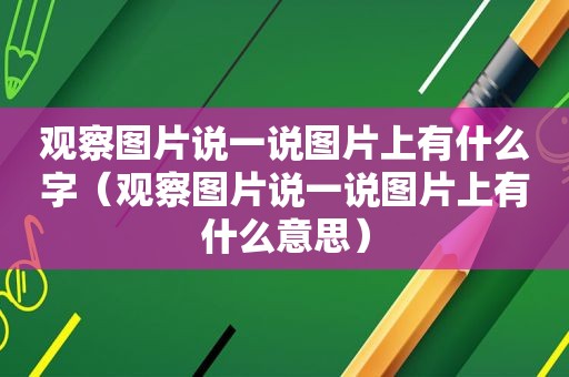 观察图片说一说图片上有什么字（观察图片说一说图片上有什么意思）