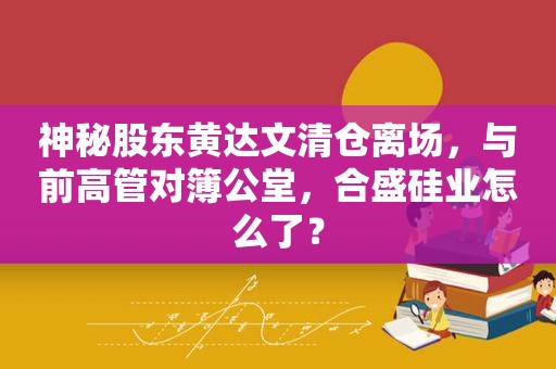 神秘股东黄达文清仓离场，与前高管对簿公堂，合盛硅业怎么了？