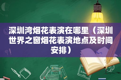 深圳湾烟花表演在哪里（深圳世界之窗烟花表演地点及时间安排）