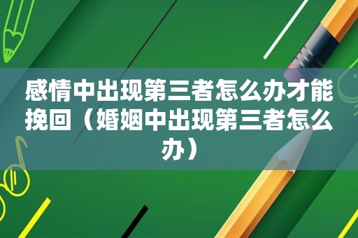 感情中出现第三者怎么办才能挽回（婚姻中出现第三者怎么办）