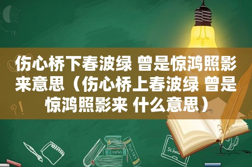 伤心桥下春波绿 曾是惊鸿照影来意思（伤心桥上春波绿 曾是惊鸿照影来 什么意思）