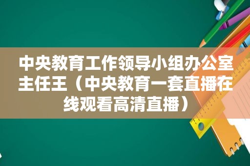 中央教育工作领导小组办公室主任王（中央教育一套直播在线观看高清直播）