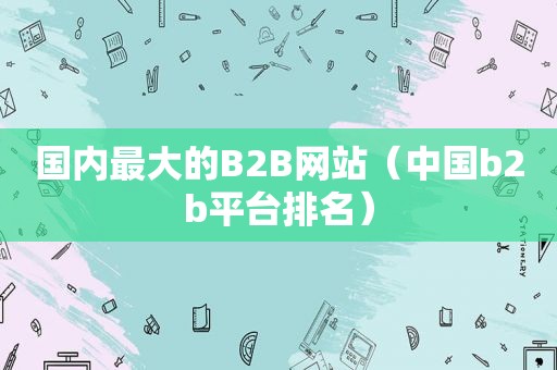 国内最大的B2B网站（中国b2b平台排名）