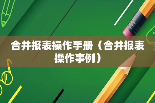 合并报表操作手册（合并报表操作事例）