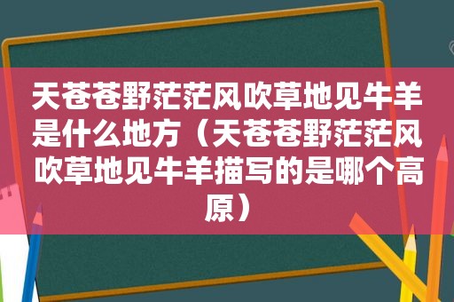 天苍苍野茫茫风吹草地见牛羊是什么地方（天苍苍野茫茫风吹草地见牛羊描写的是哪个高原）