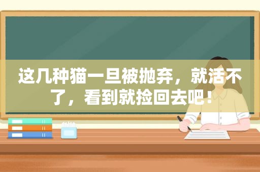 这几种猫一旦被抛弃，就活不了，看到就捡回去吧！