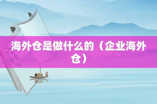 海外仓是做什么的（企业海外仓）