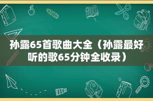 孙露65首歌曲大全（孙露最好听的歌65分钟全收录）